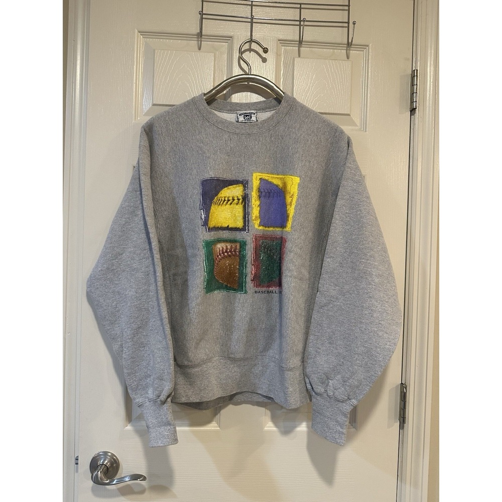 Vintage Lee Baseball‎ Is Art 1997 Sweater Grey Size L